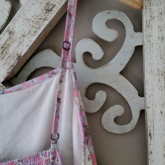 Abound Women's Plus Size 1X Sleeveless Skater Dress Smocked Back in Pink Floral - Picture 6 of 8